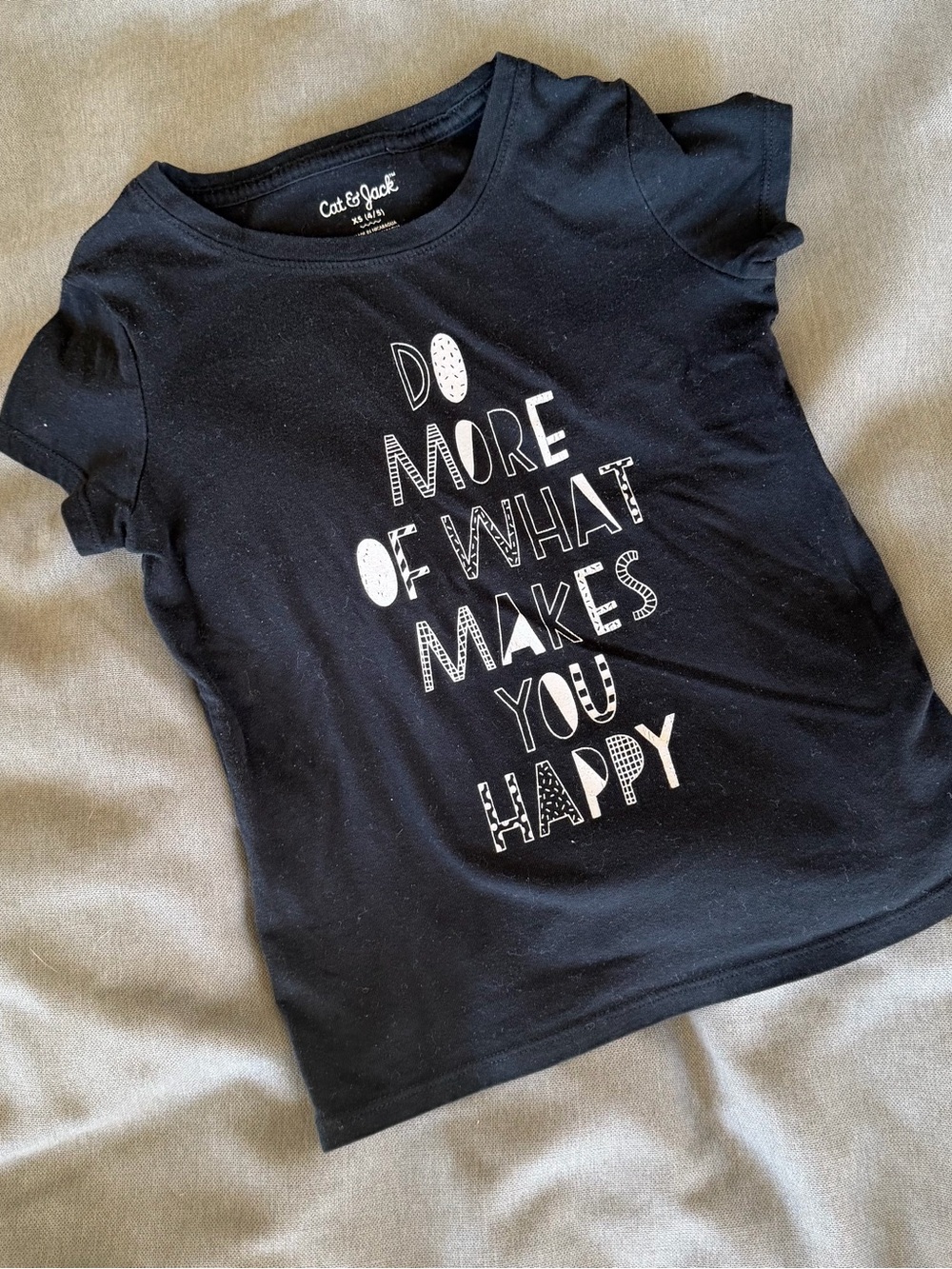 Cat & Jack Black Short-Sleeve Tee with White Motivational Graphic